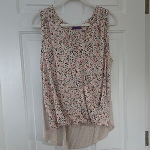 West Kei:Pink and Cream Floral Tank Top